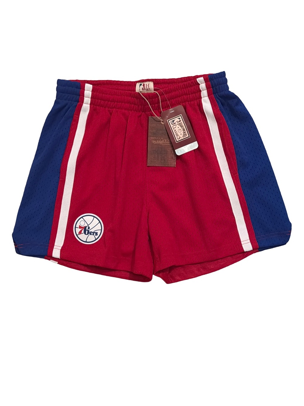 NWT Mitchell & Ness Philadelphia 76ers Unisex NBA Jump Shot Red Mesh Shorts, Med